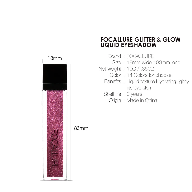 Focallure Diamond 14 Colors Shiny Glitter Eyeshadow Makeup Waterproof White Nude Pink Red Eye Shadow Liquid Eyeshadow Makeup