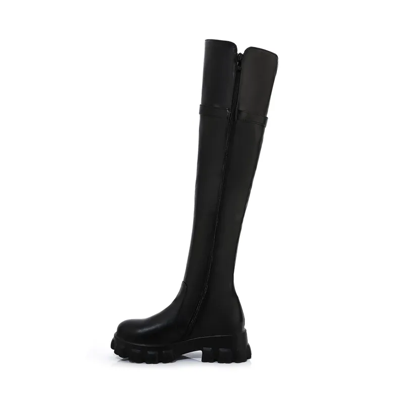 MORAZORA 2024 Large size 33-46 winter keep warm over the knee boots fashion patent leather buckle black color women boots