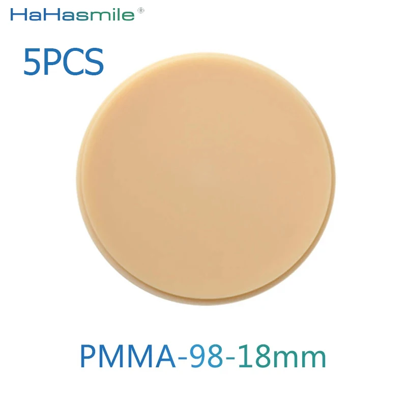 

5pcs 98mm Colorful PMMA Acrylic Discs PMMA CAD CAM Blocks/PMMA Disc Denture Prosthetics Temporary Bridge Dental Restorations