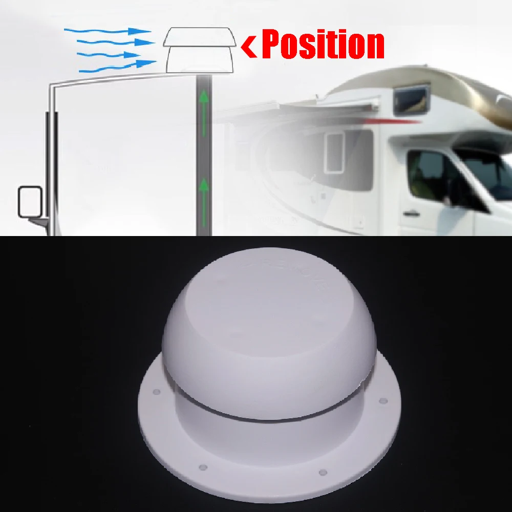 

JEAZEA 1x Mushroom Head Shape Ventilation Cap For RV Accessories Top Mounted Round Exhaust Outlet Vent Cap Heating Cooling Vent