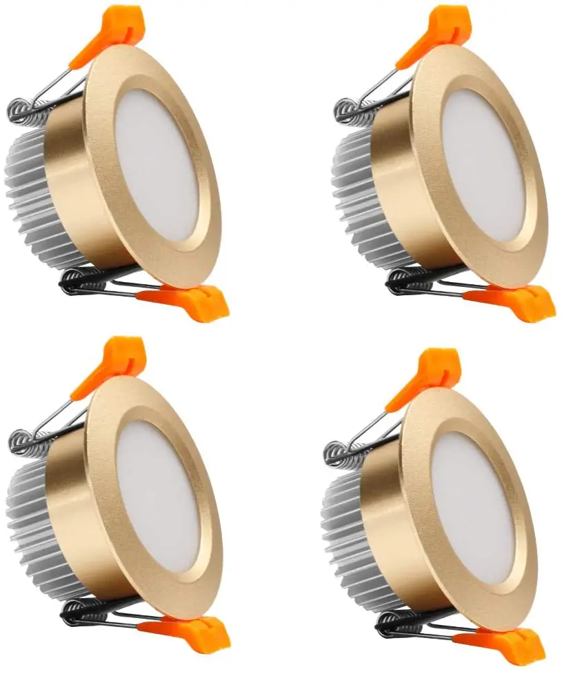 LED Dimmable Downlight 4 Pack 3 Inch 5W Gold Trim Recessed LED Ceiling Light Cветильник потолочный