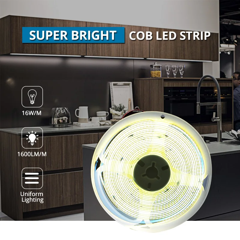 LED Strip light DC12V 24V COB Flexiable Cuttable White Warm whtie Waterproof LED Ribbon Tape