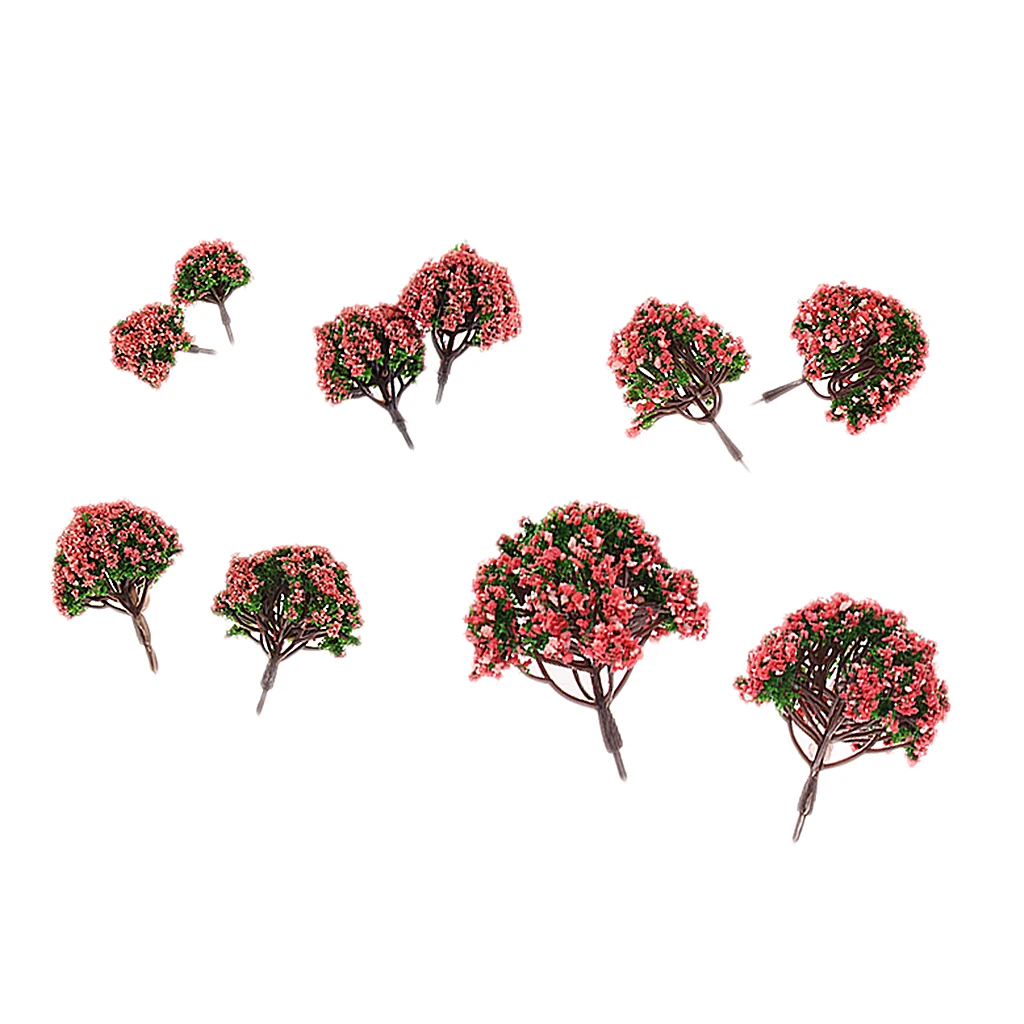 10pcs Modello Floreale Alberi Cespugli di 3-8cm Rosso Treno Ferrovia Architettura Diorama HO N Z Bilancia per artigianato FAI DA TE o la Costruzione di Modelli