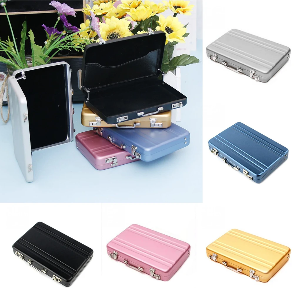 

Aluminum Business ID Credit Card Holder Mini Suitcase Bank Card Box Holder Storage Box Card Case Rectangle Organizer 2023 New