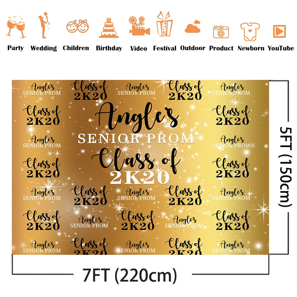 فئة من 2K20 الذهب بريق خلفية للتصوير الفوتوغرافي كبار حفلة موسيقية عيد ميلاد سعيد حفلة التخرج لوازم الديكور الدعامة المخصصة