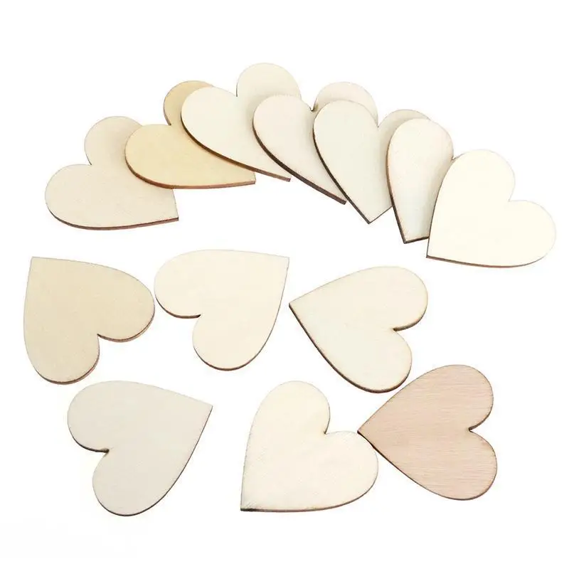 50pcs 20mm Unfinished Wood Heart Shape Cutouts Wooden Heart Dics for Weddings Plaques Art Craft Card Making and Decoration