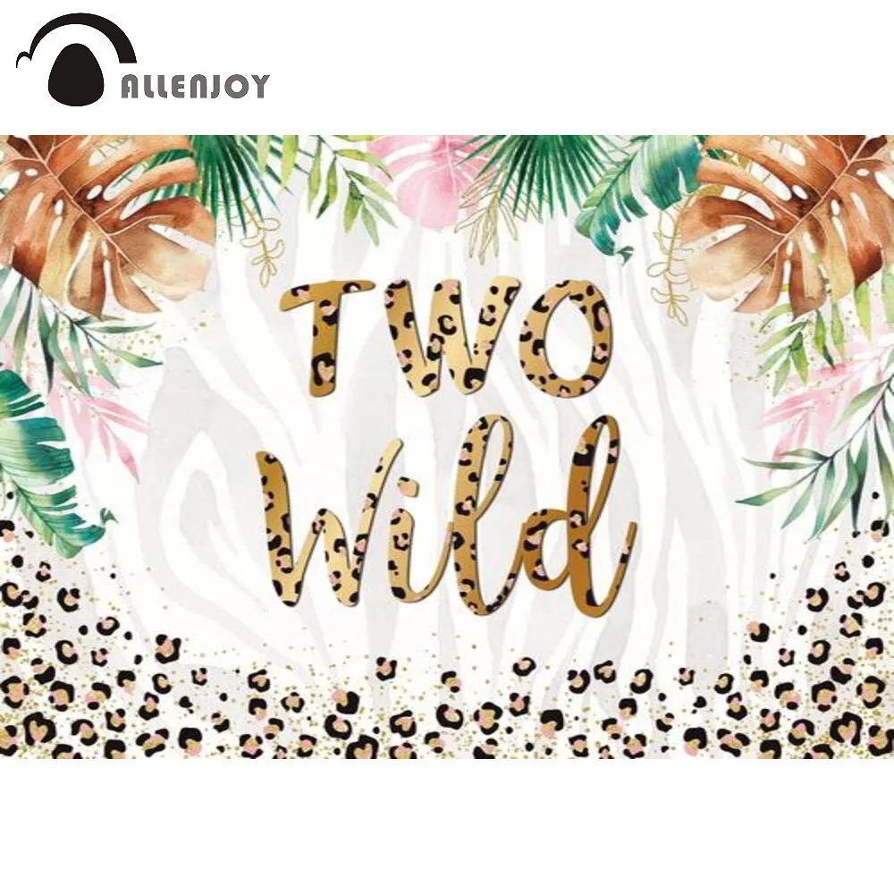 

Allenjoy Two Wild Theme Backdrop Girls 2nd Birthday Party Decoration Floral Jungle Photo Background Photobooth Props Poster