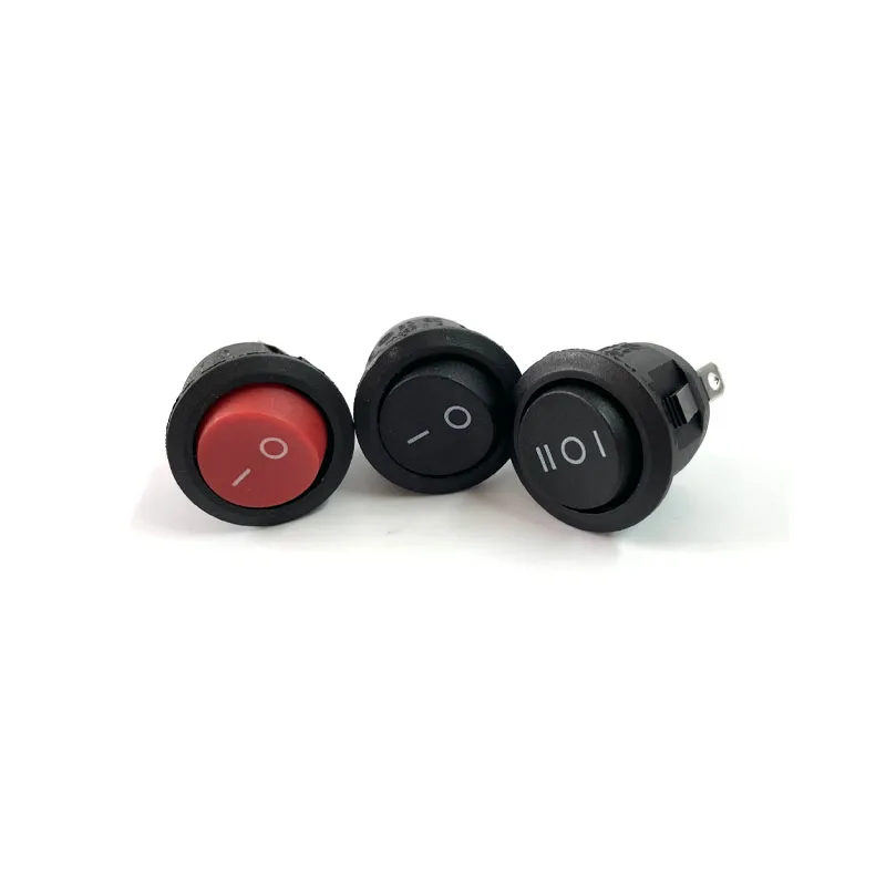 1pc 22mm Red Black White ON/OFF Round Rocker Toggle Switch 6A/250VAC 10A 125VAC Power switch cap with Plastic Push Button Switch