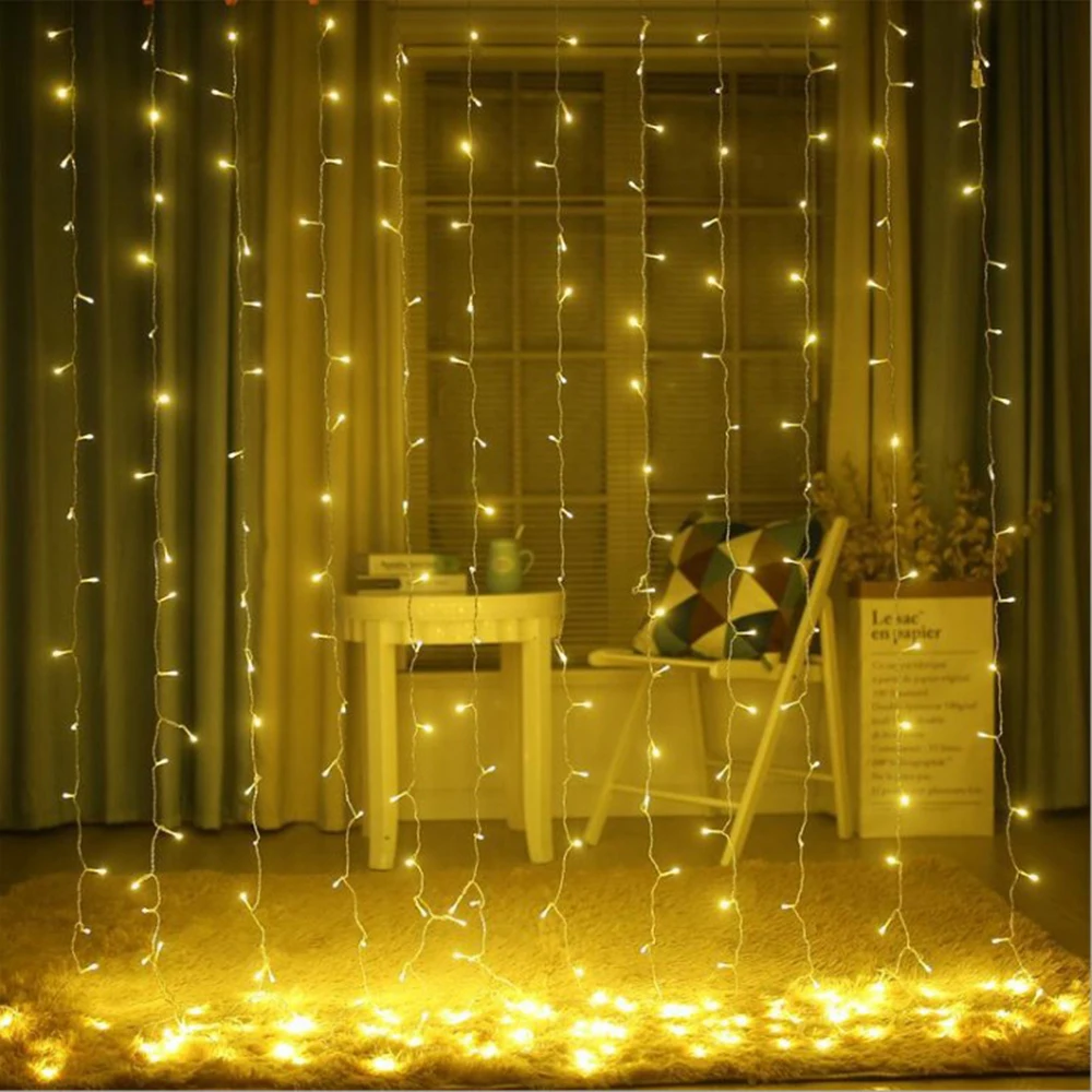 3x2/4x2 Remote Control Icicle Curtain Fairy Lights Christmas Lamps LED String Lights Garland Party Garden Street Wedding Decor