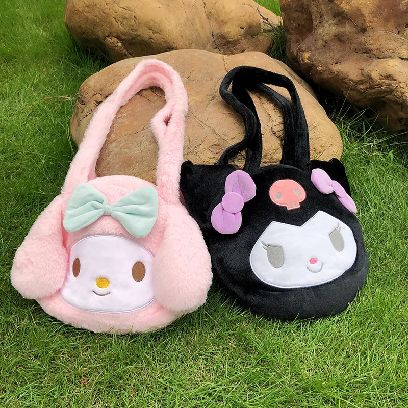 Sanrio Hello Kittty Kawaii Purses and Handbags Plush Bags for Women Cute Cinnamon Dog My Melody Shoulder Phone Bag for Ladies