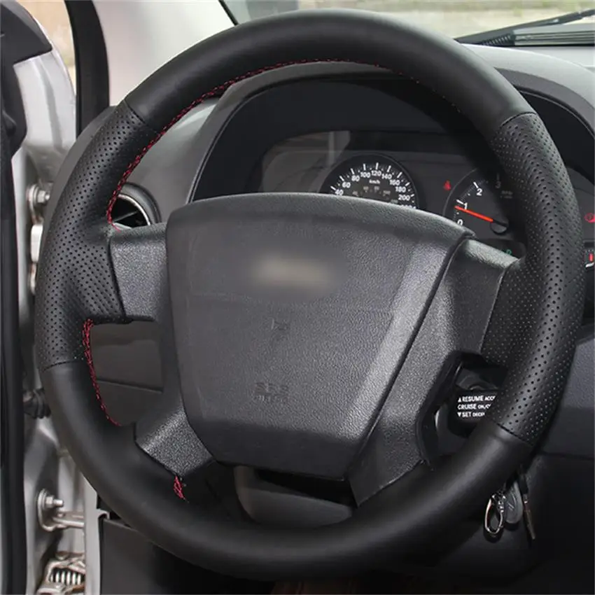 Hand-stitched Black Leather Car Steering Wheel Cover for Jeep Compass Patriot 2007 2008 2009 2010