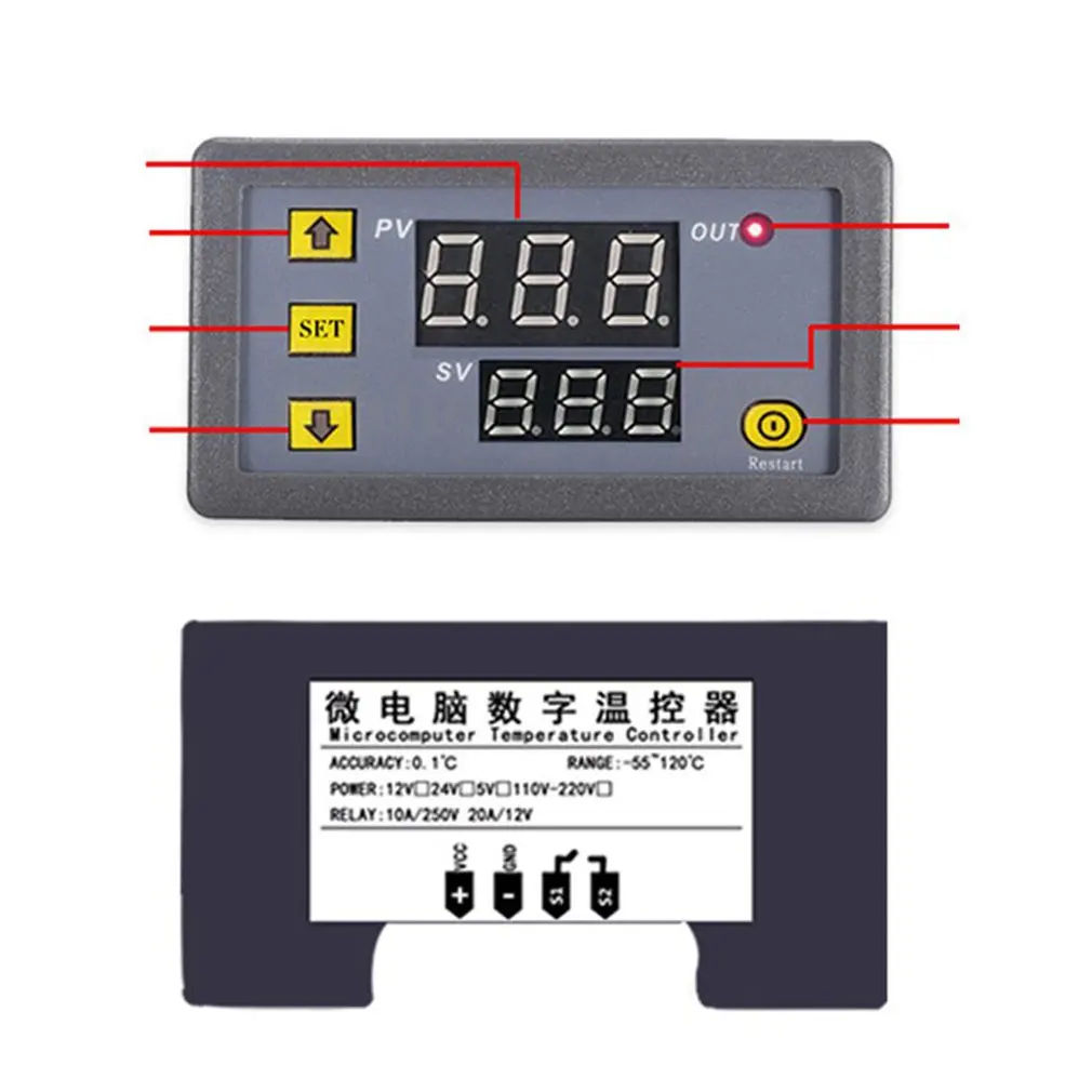 W3230 Temperature Controller Thermostat Dual LED Digital Temperature Regulator Detector Temp Meter Heat Cooler