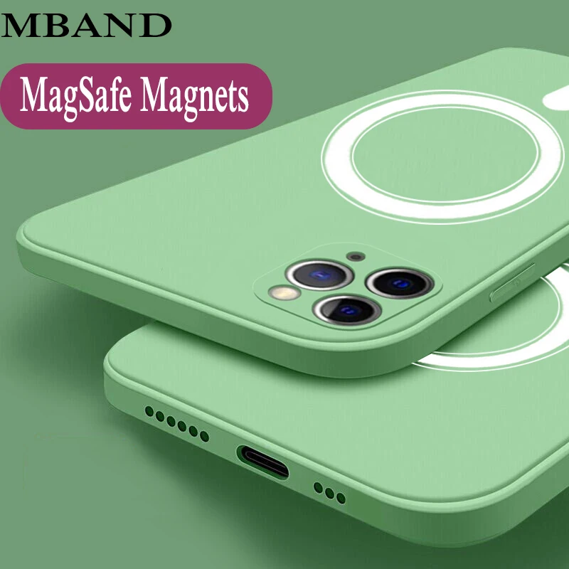 Liquid Silicone Magnetic Case for iPhone 12 13 11 Pro Mini Xr X Xs Max 8 Plus Wireless Charger Magsafing Magnet Shockproof Cover