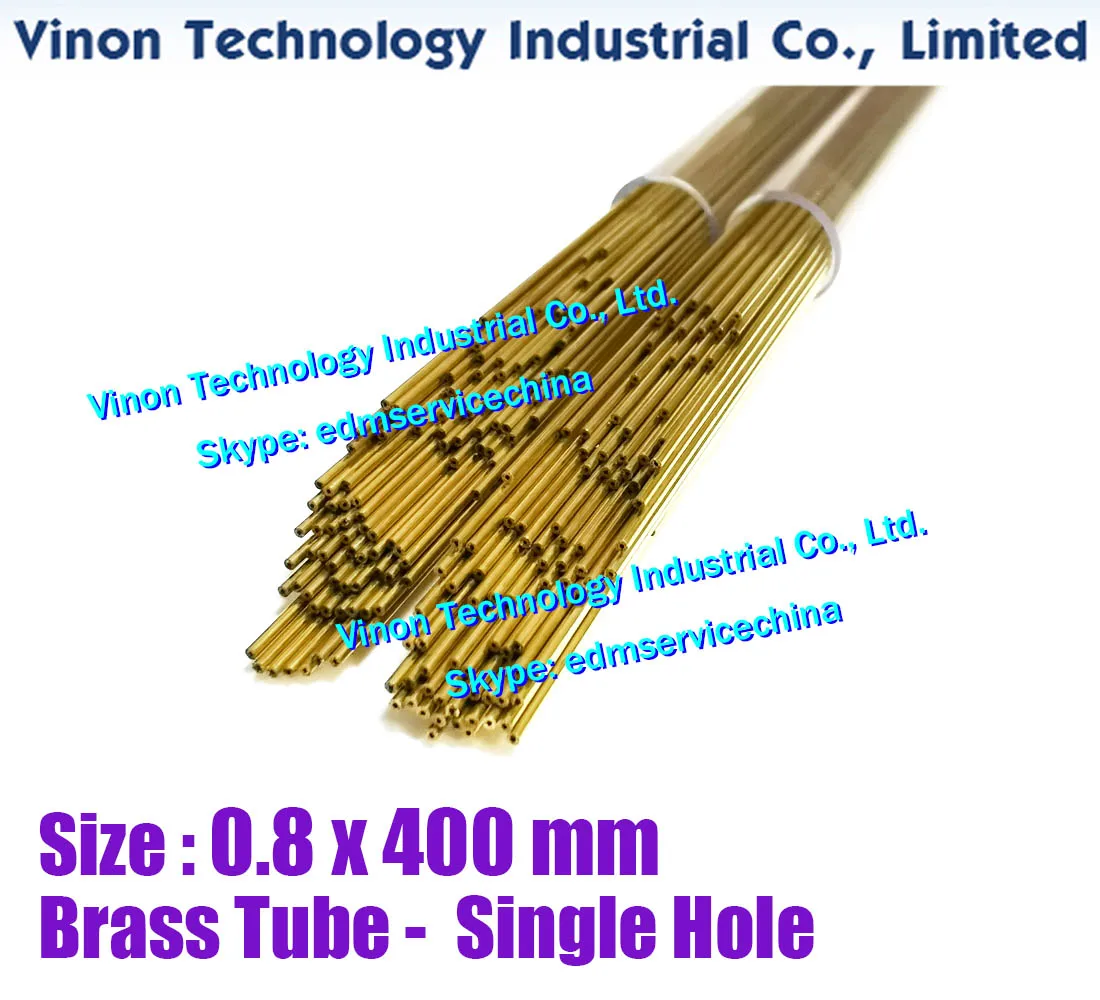 (100PCS/LOT) 0.8x400MM EDM Brass Tube Single Hole, Brass EDM Tubing Electrode Tube Single Channel, Diameter 0.8mm, 400mm Long