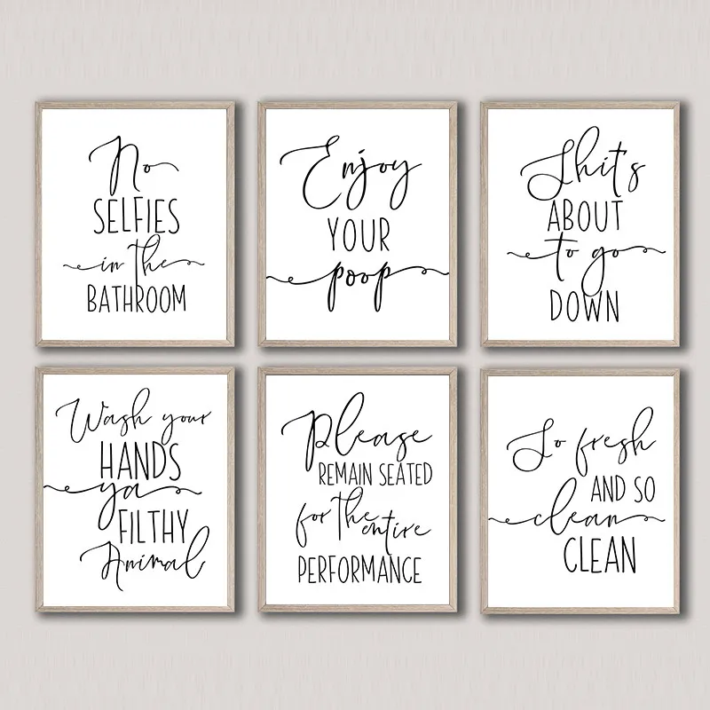 Funny Bathroom Sign Canvas Poster Wall Art Prints Enjoy Your Poop Please Remain Seated Toilet Signs Bathroom Wall Decor