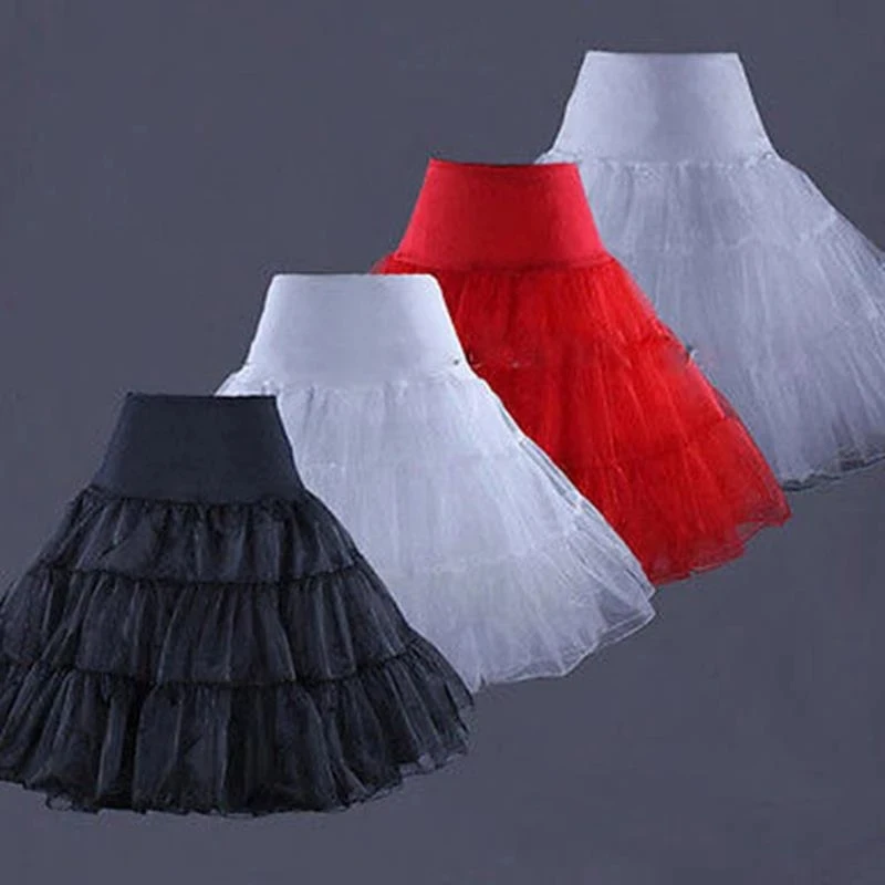 Kids Girls White Crinoline Petticoat with 3 Hoops Underskirt Slip for Flower Girl Wedding Dress