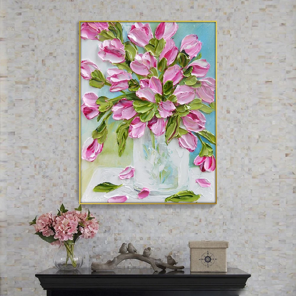 

100% Hand Painted Oil Painting On Canvas Colors Flower Wall Art Mural Handmade For Living Room Home Interior Decoration Painting