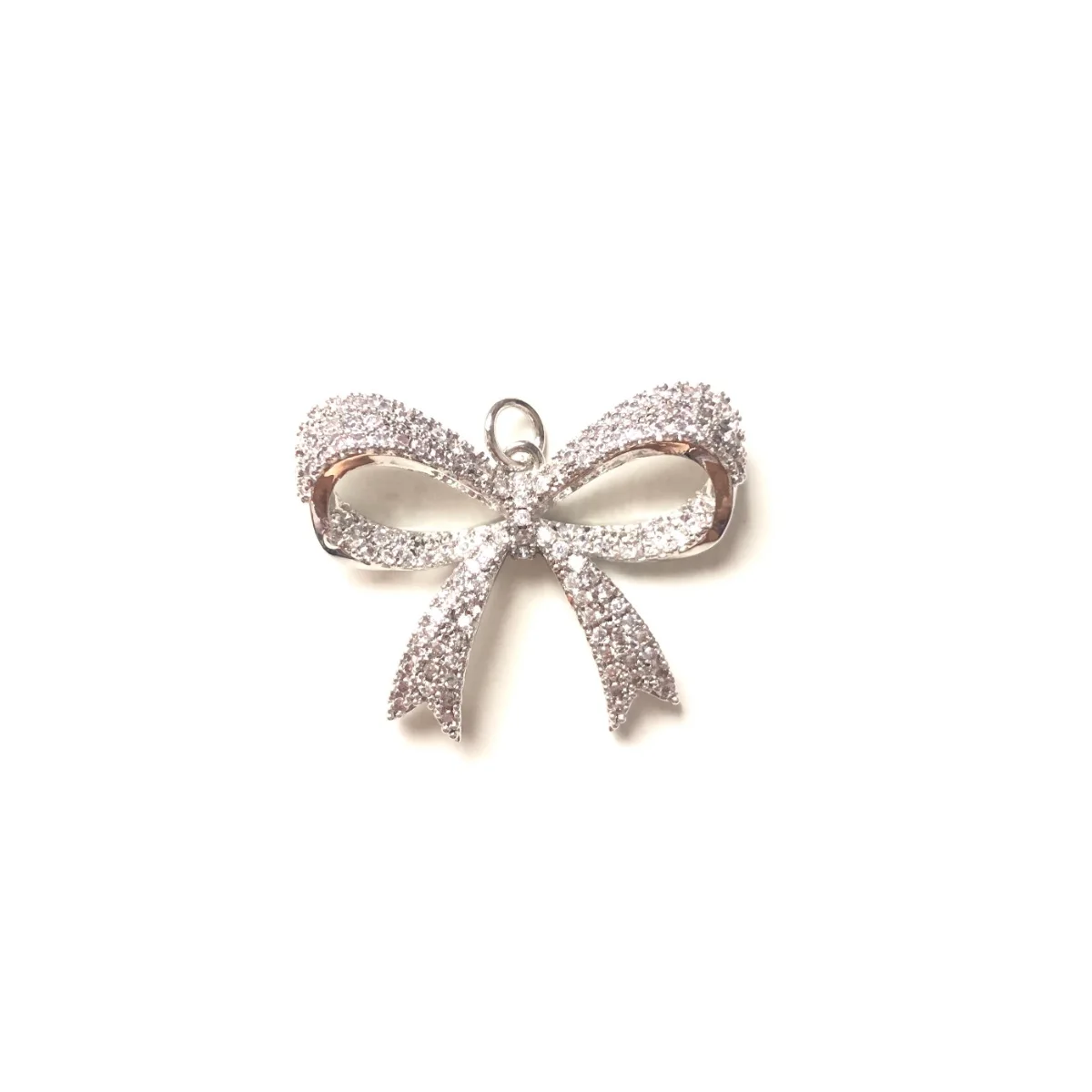 5pcs Bow Tie Charms for Women Bracelet Necklace Making Cubic Zirconia Pave Bling Pendants Jewelry DIY Accessory Supply Wholesale