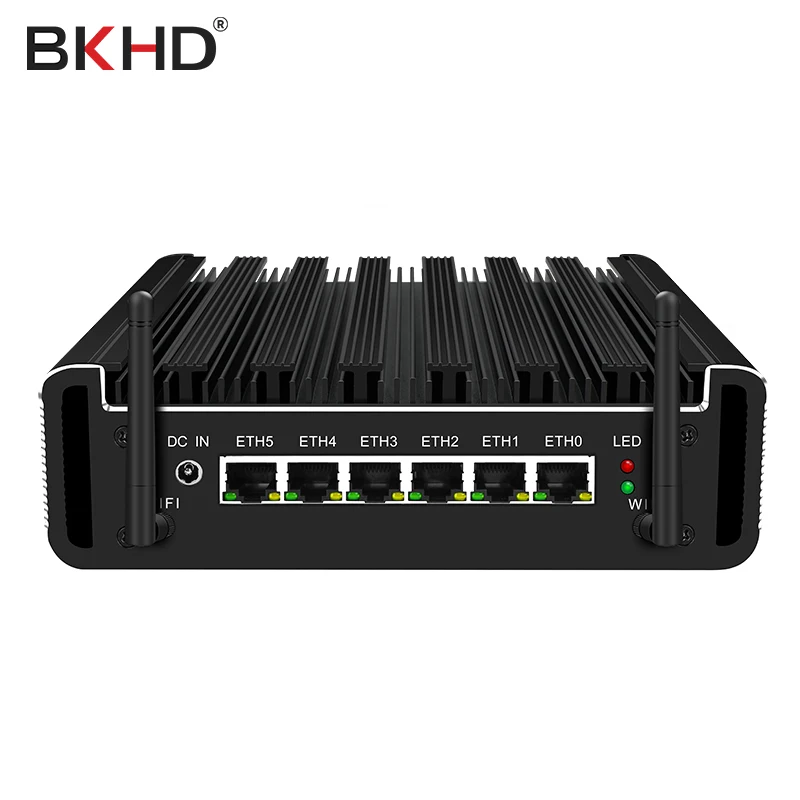 BKHD 8250U i5 6 LAN Core i3 8130U 3855U 8550U 1 RS232 COM WiFi Windows pfsense sophos รองรับเราเตอร์ไฟร์วอลล์คอมพิวเตอร์ขนาดเล็กเราเตอร์ AES-NI