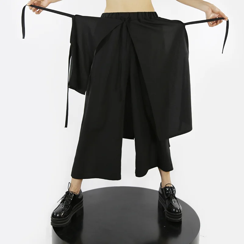 Ladies Wide Leg Pants Spring And Autumn New Personal Splicing Design Yamamoto Wind Dark Performance Casual Loose Nine Pants