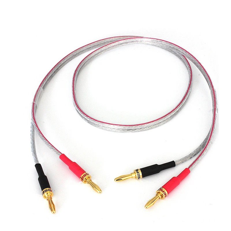 One Pair 4N oxygen-free copper audio speaker cable HI-FI high-end amplifier speaker cable Banana head cable