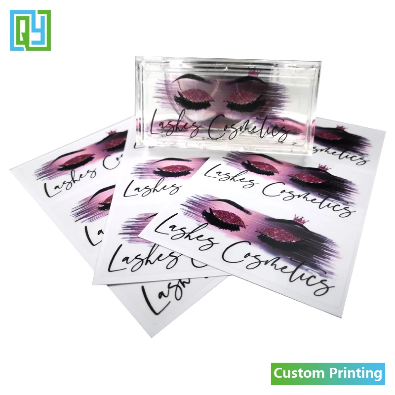 100 pcs Free Shipping Custom Printing Eyelash Label Clear Logo Lipgloss Make Up Palette Packaging Silver Holographic Stickers