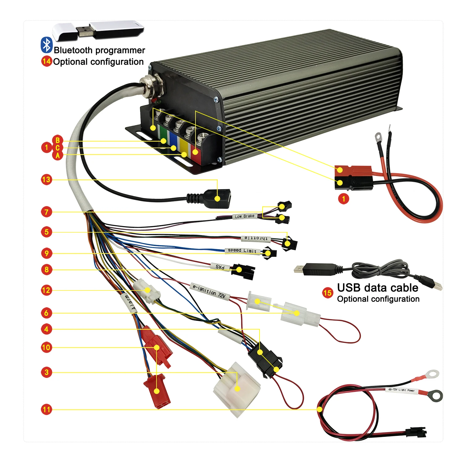 Customized UKC1 Color Display With Sabvoton MQ 48-72V 3000-5000W 24MOSFET 100A Programmable Regenerative Function Controller