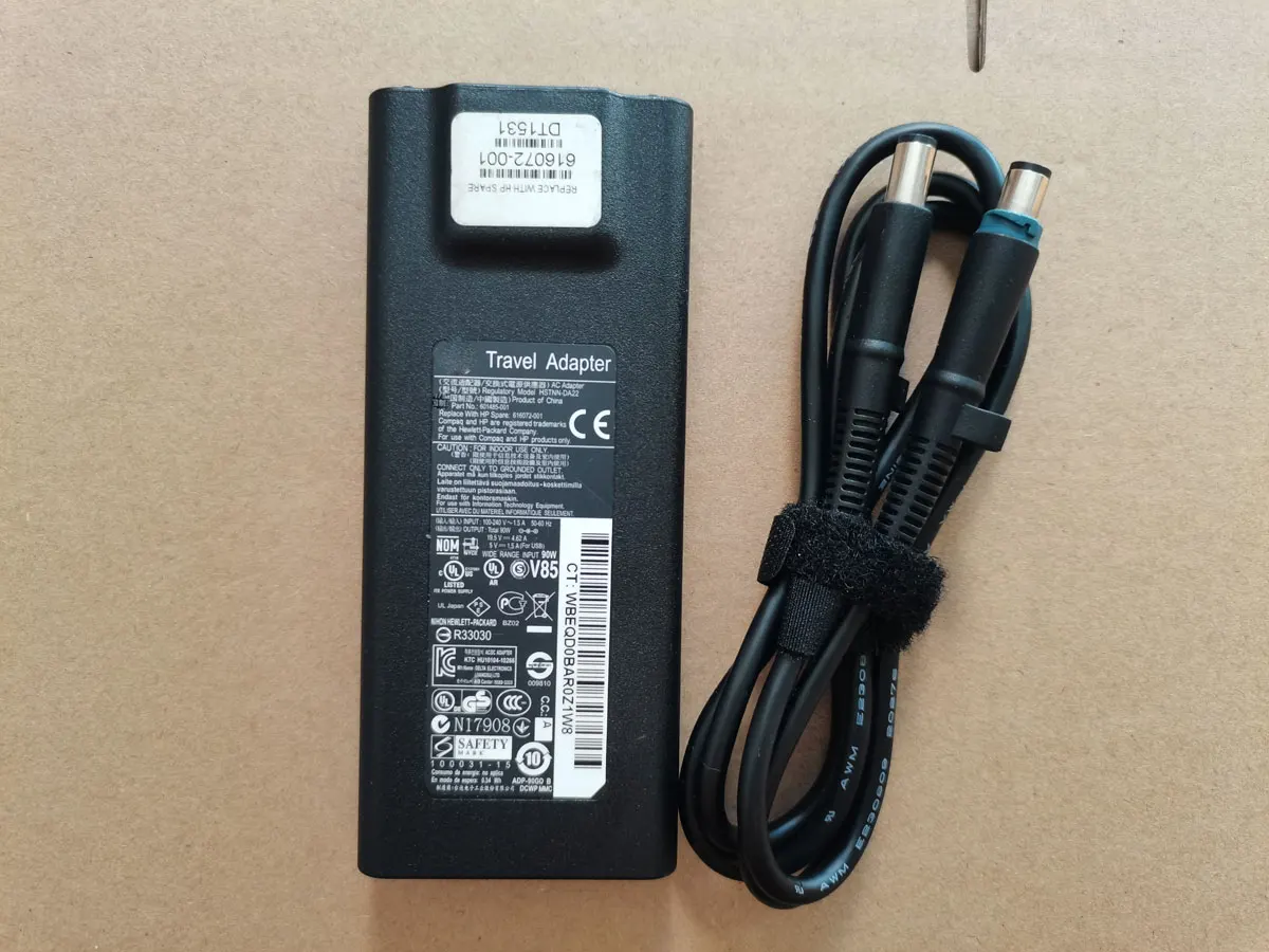 NEW Travel AC Adapter 19.5V 4.62A 5V 1.5A 90W 601485-001 61607-001 HSTNN-DA22 7.4mm Pin For HP USB Slim Charger Original Puryuan