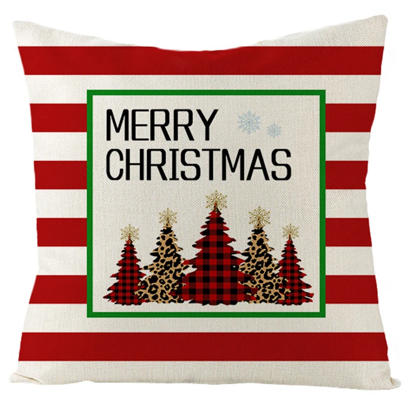 Merry Christmas Pillowcase 45x45cm Linen Cushion Cover Xmas Home Decor Pillow Cover Christmas Living Room Party Decor Pillows