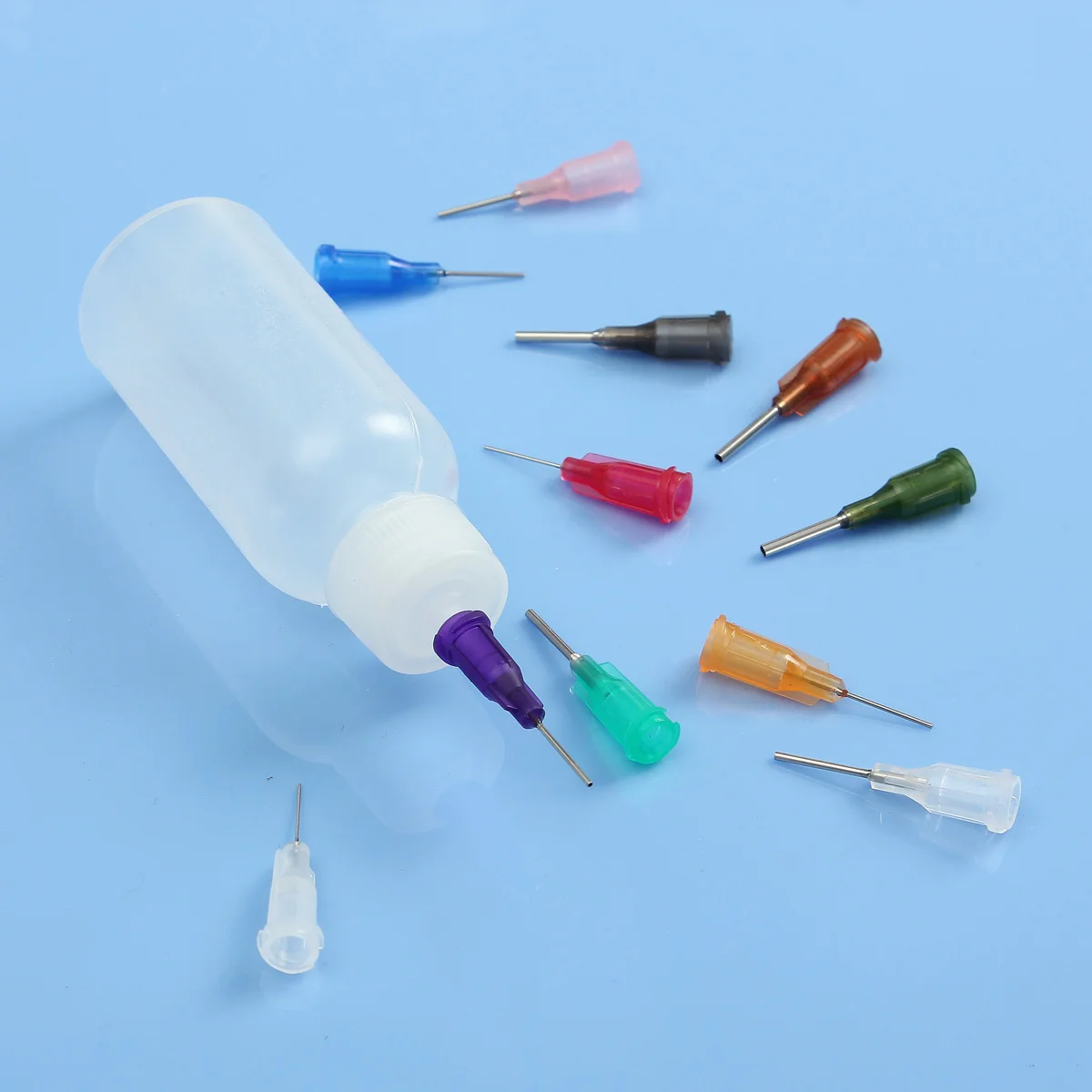 1/5pcs  50ml  transparent polyethylene needle dispenser rosin solder paste dispensing bottle and 11-pin tool