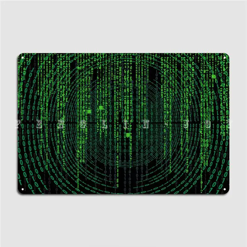 Matrix Green Code Metal Sign Classic Cinema Kitchen Plates Bar Cave Tin Sign Posters