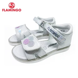 FLAMINGO  Summer kids Sandals Hook& Loop Flat Arched Design Chlid Casual Princess Shoes Size 25-30 For Girls 201S-RF-1830/1831