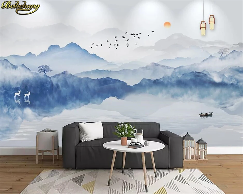 

beibehang Custom 3d wallpaper mural ink new chinese style modern minimalist artistic concept landscape background wall paper