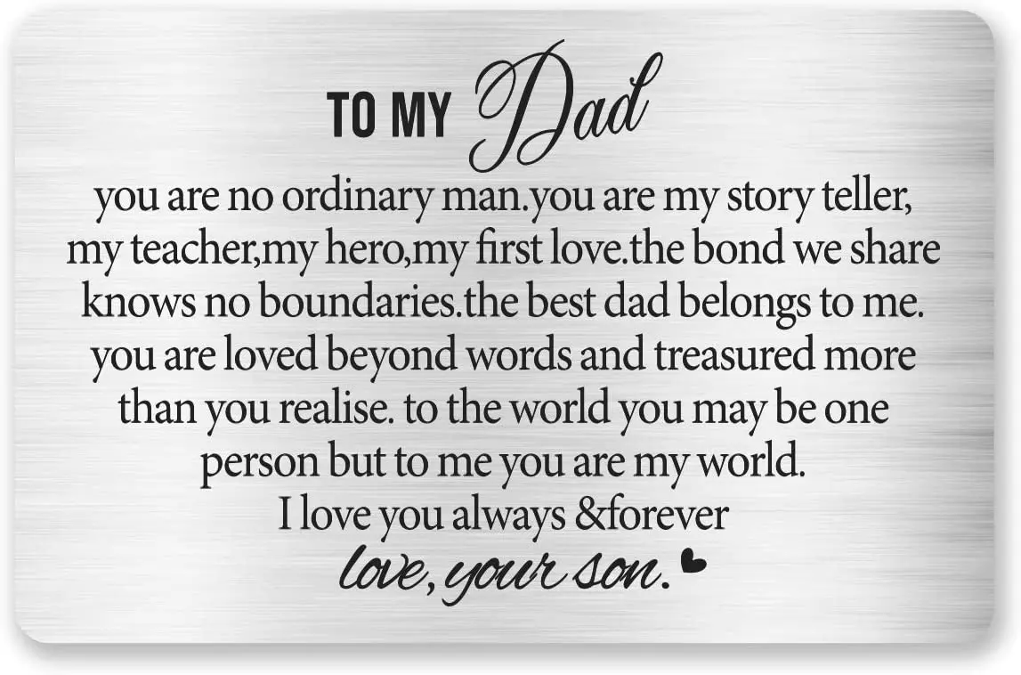 Best Dad Gift To My Dad Love Note Engraved Metal Wallet Inserts Card,Father's Day Gifts from Son,Step Dad Gift For Christmas DIY