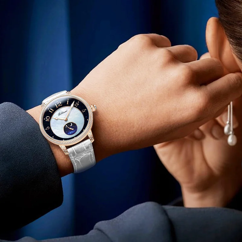 LOBINNI 2021 NEW Ladies Luxury Watches Seagull Movement Automatic Mechanical Watchs Mother-of-Pearl Dial Ladies Wristwatch