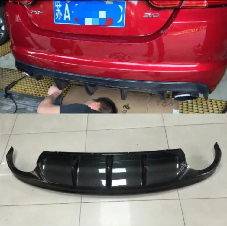 ABS/Carbon Fiber Rear Bumper Lip, Auto Car Diffuser Fits For Jaguar XF 2012 2013 2014 2015