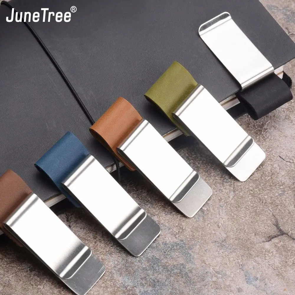 Traveler's Notebook travel cliper notebook diaries pen holder purse metal copper clip Stainless steel Pencil Genuine Leather