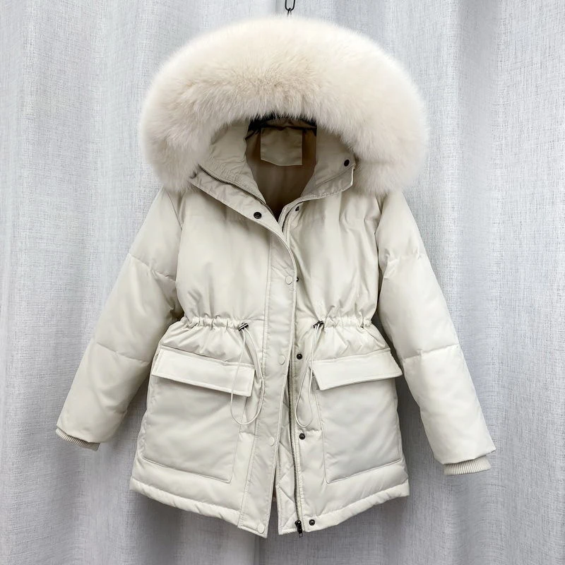 KBAT 2024 Oversized Cotton Padded Jacket Parka Big Fur Collar Winter Down Jacket Women Thick Warm Parkas Female Outerwear