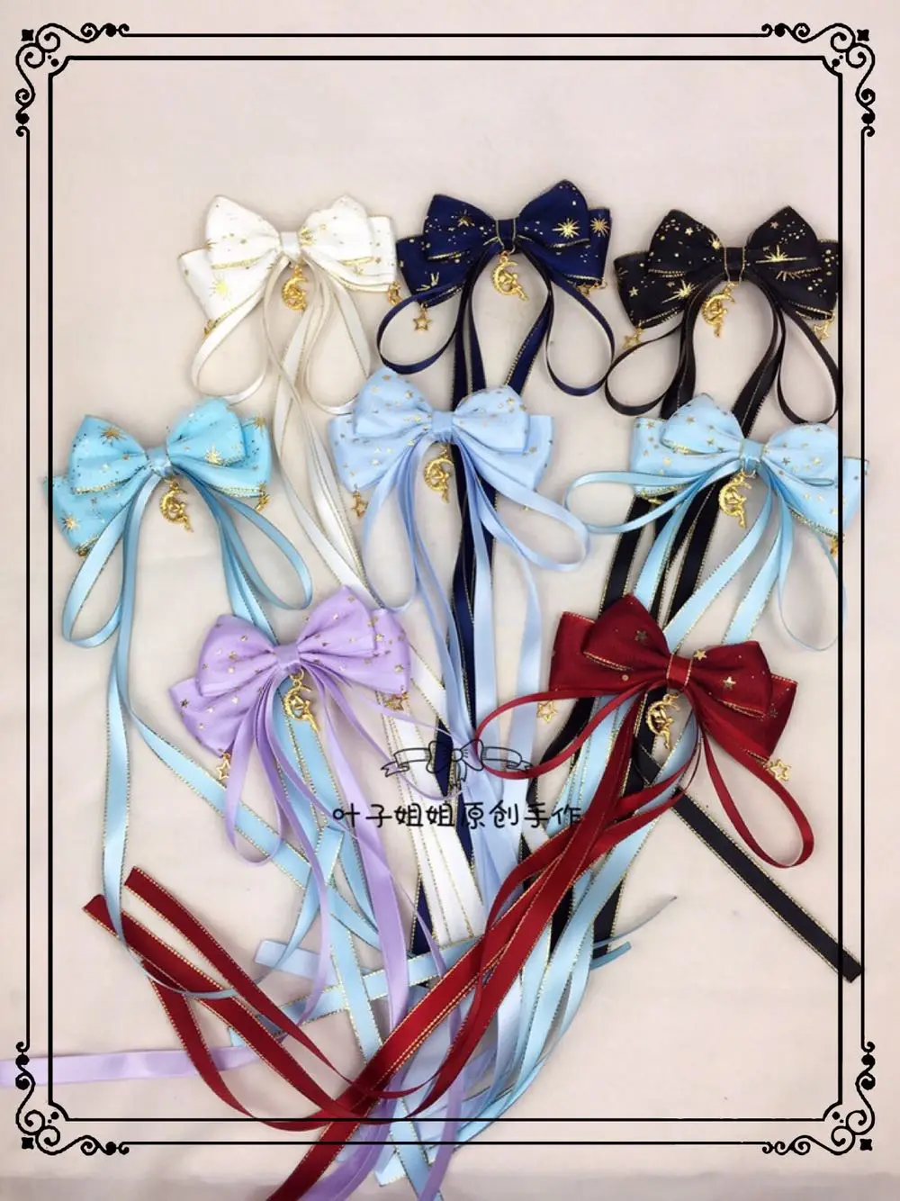 Lolita Accessories Small Things Bow Bronze Star Yarn Piao Lan Barrettes Brooch Headdress