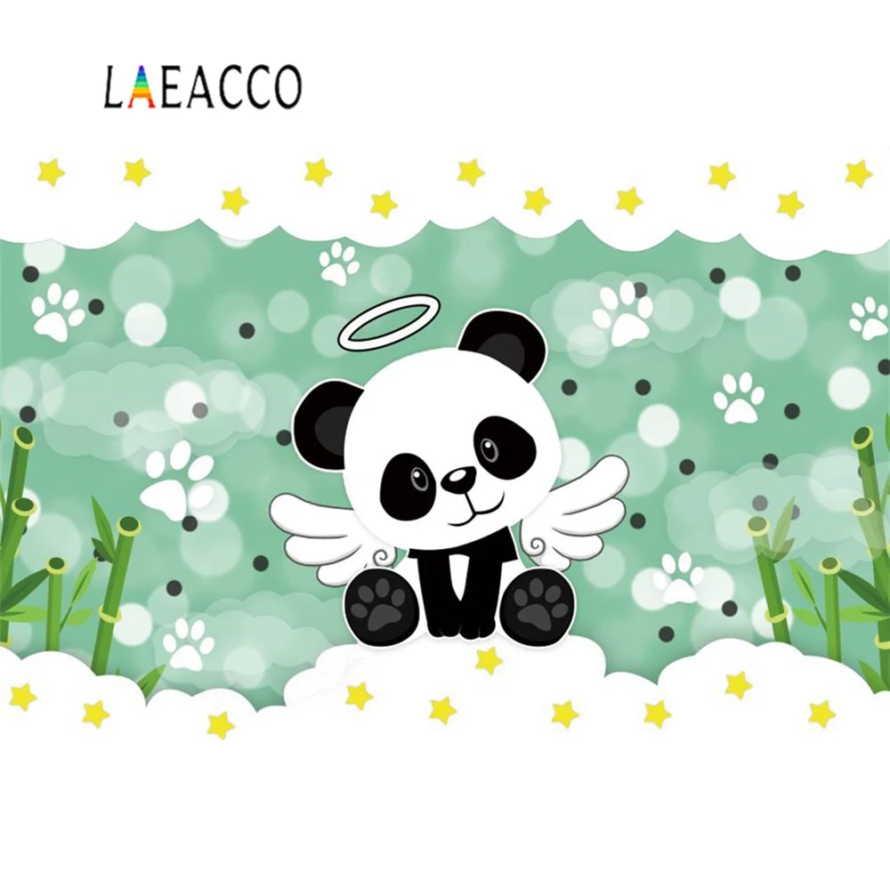 Gấu Trúc Sinh Nhật Tre Đám Mây Đen Sọc Trắng Bé Chân Dung Ảnh Phông Nền Chụp Ảnh Nền Cho Studio Ảnh