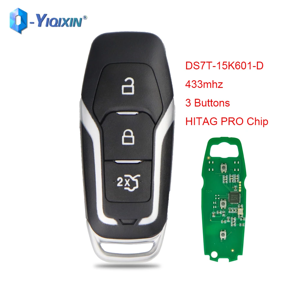 

YIQIXIN Keyless Go Smart Card Case For Ford Mondeo 2.0T KUGA Mustang Edge S-Max Galaxy 433MHz ID49 DS7T-15K601-D HITAG PRO Shell