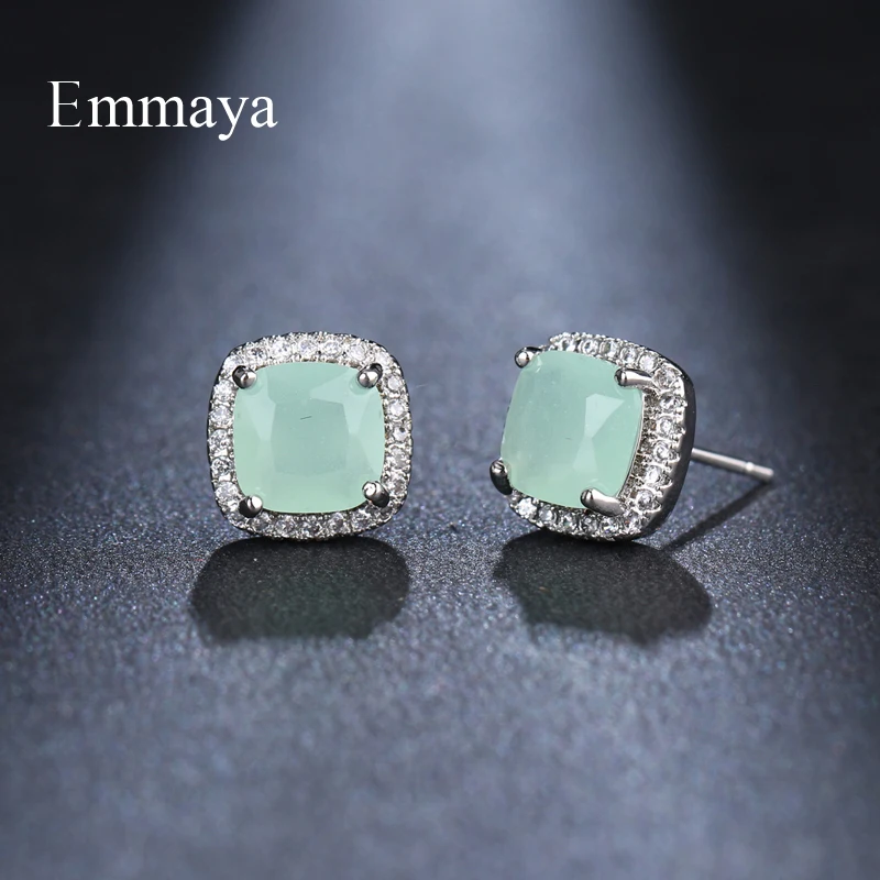 Emmaya Classical Appearance Fashion Square Shape Earring With Cubic Zircon Muliticolor Choice Dainty Jewelry Female In Party