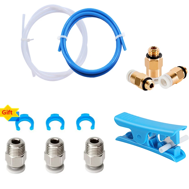 

1.5M PTFE Tube Kit KJH04-M6 JP4-01 Pneumatic Connector Pipe 2*4MM For RepRap J-head Hotend1.75mm Bowden Extruder 3D Printer Part