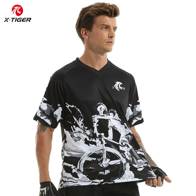 X-Tiger Short Sleeves Downhill Jerseys Summer Men MTB Bike T-Shirt Outdoor Sports Cycling Clothes Racing Road Bike DH Shirt