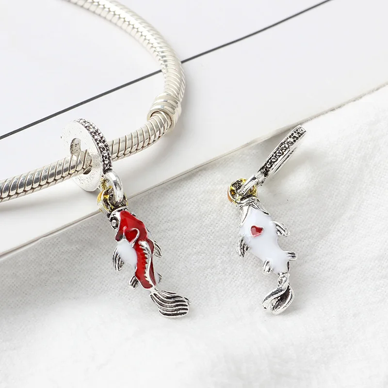 Red Chinese New Year Red Bag Lantern Koi The God Of Wealth Fit Charm Bracelet Women Jewelry Making Gifts