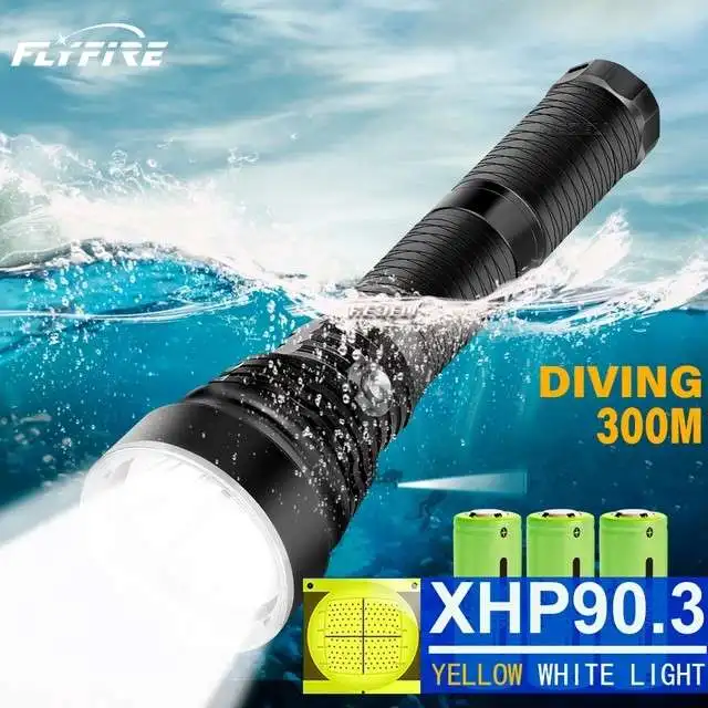 Most Powerful diving flashlight 18650 XHP90.3 Usb Rechargeable professional diving torch light IPX8 waterproof underwater light