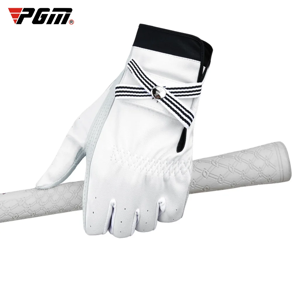 PGM Golf Gloves Women Sheepskin Breathable Palm Ladies Genuine Leather Sport Gloves Anti-Slip Training Mittens Elegant 1 Pair