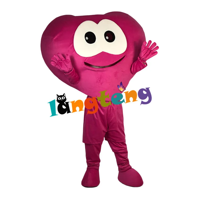 

1081 Red Heart Mascot Costume Adult Cartoon Character Outfit Suit Birthday Congratulations Business Advocacy