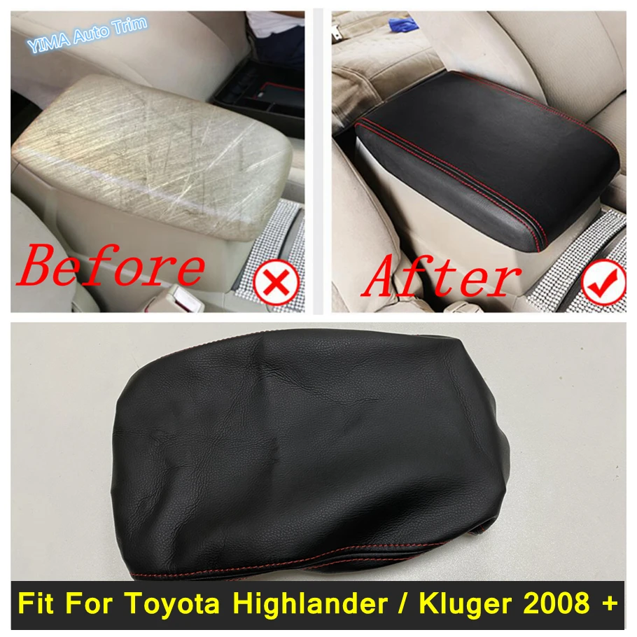 

Car Center Control Armrest Box Protective Holster Pad Cover For Toyota Highlander / Kluger 2008 - 2013 PU Leather Accessories