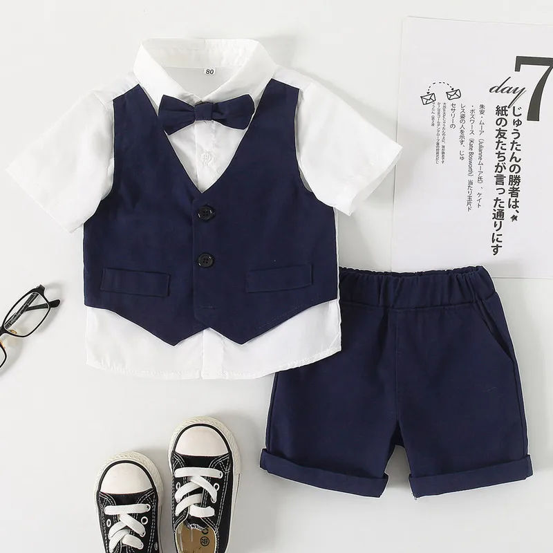 

Summer Short Shirt Shorts Boys Suits Kids Sets New Childrens Clothes Classics Boys Formal Gentleman Noble Sets Outfit